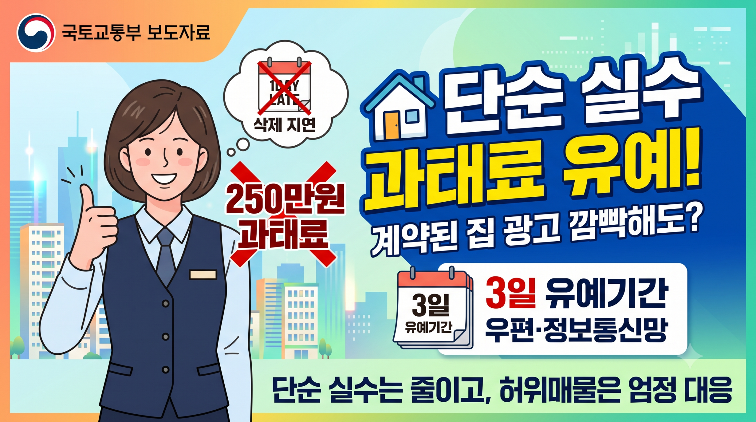 [부동산 정책] 계약된 집 광고 깜빡했다고 250만원? 단순 실수 과태료 유예됩니다! (7/3 시행) - 부동산이야기