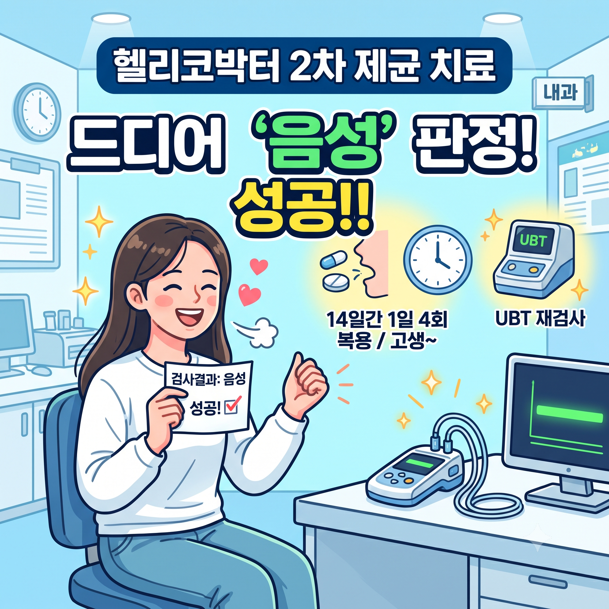 헬리코박터 2차 제균 치료 솔직 후기: 14일의 고비 끝에 드디어 '음성' 판정! (요소호기검사 UBT) - 오늘생각