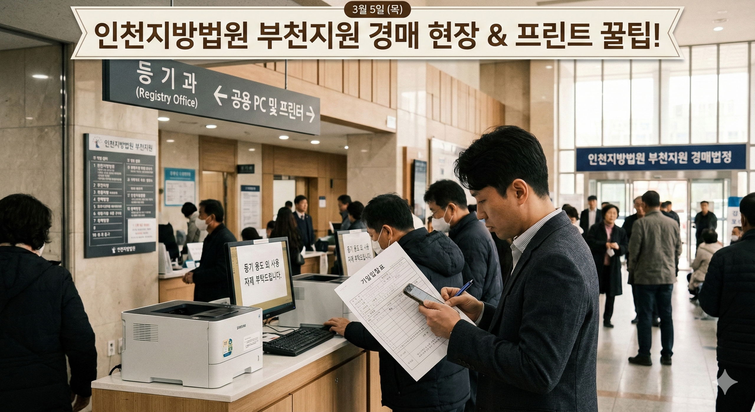 3월5일 부천지원 경매현장스케치(ft.프린터 팁) - 경공매
